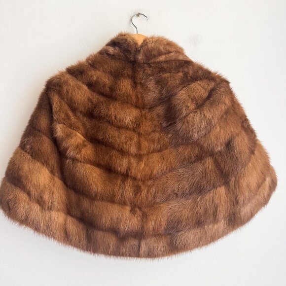 Vintage Brown Mink Short Bolero Capelet Cape S/M - Picture 4 of 4